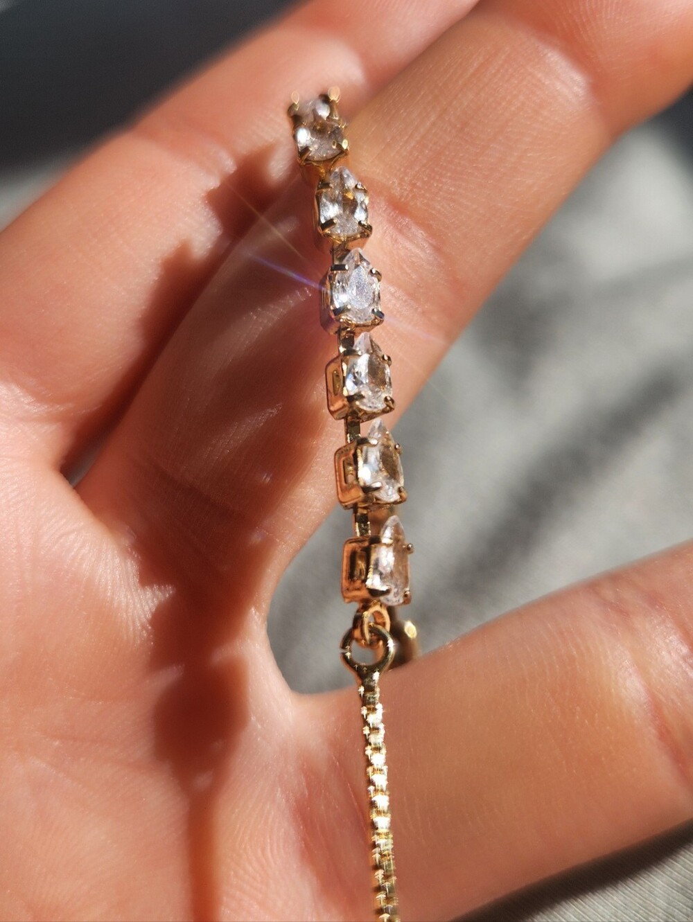 Womens Adjustable Gold Cubic Zirconia Bracelet
